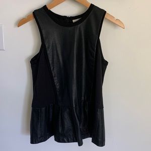 STUNNING Sea New York Lambs Leather Sleeveless Blouse Black